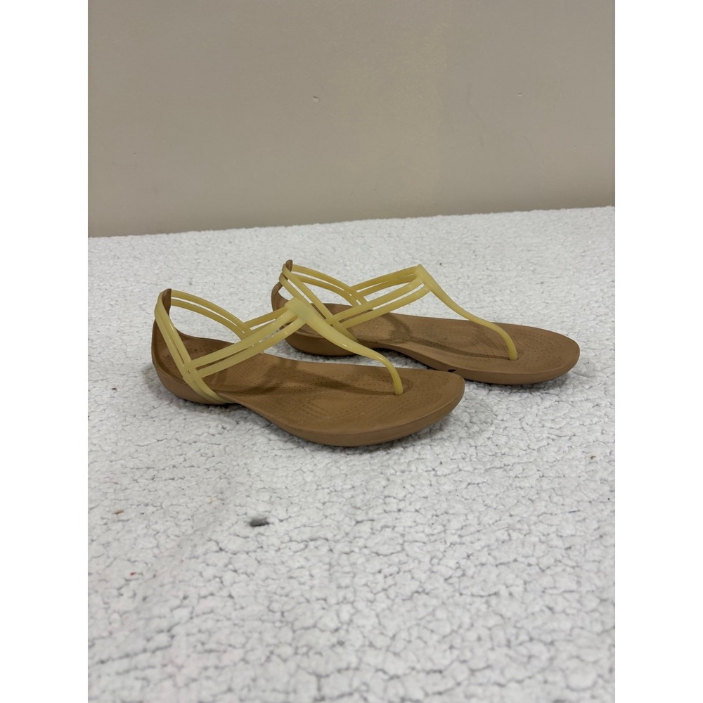 Crocs Isabella Yellow T-Strap Sandals Womens 10 Casual Coastal Summer Beach - Picture 4 of 10